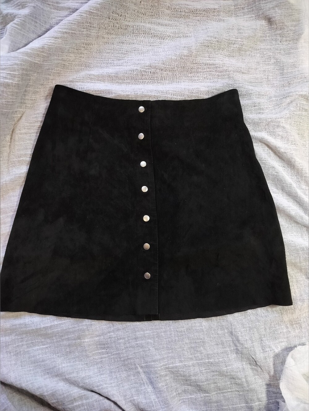 Alexander Wang Black 100% Lambskin Leather Suede Mini Skirt with Silver Snaps 4